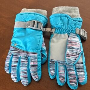 Kids' Blue and Gray Winter Gloves